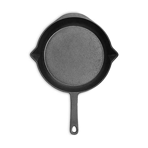 Burnhard Gusseisen-Pfanne 30 cm inkl. Griffschutz aus Leder, Bratpfanne, Grillpfanne für Gasgrill, Backofen und Induktion geeignet