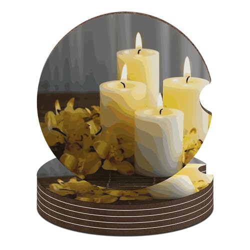 Dessous de verre de voiture papillon jaune 6.6 cm antidérapants lot de 6