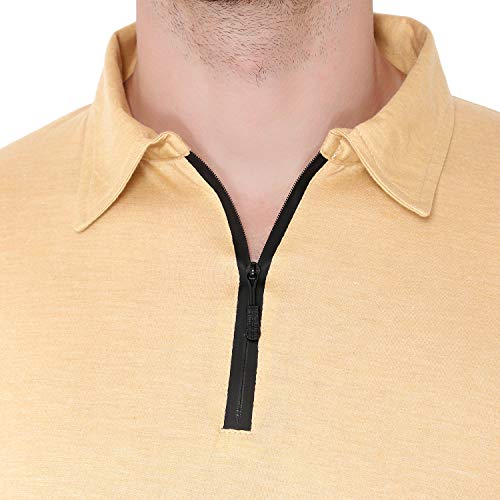 Image of Men's Cotton Blend Full Sleeve Zip Neck Polo T-Shirt (Pack of 1)