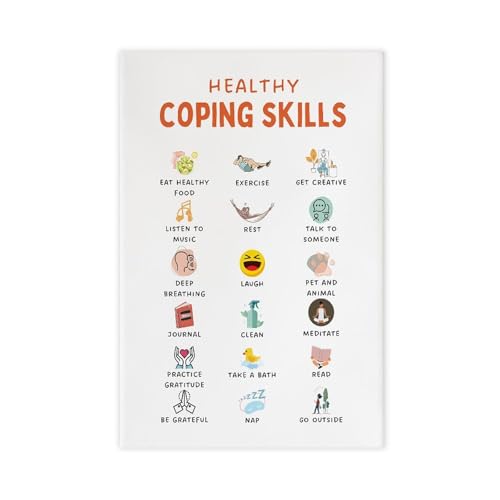 Coping Skills Flashcards Anxiety Relief Therapy Worksheet Coping Strategies Calming Corner Grounding Exercise DBT Cards Counselling Posters Canvas Poster Bedroom Decor Room Decor Unframe 12x18i