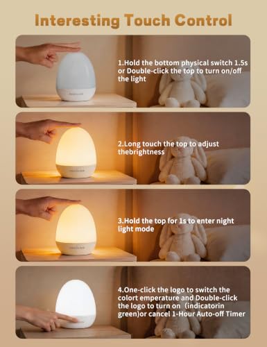 4.7" MediAcous Egg Touch Control Rechargeable LED Night Light for Kids & Nursery - image 6