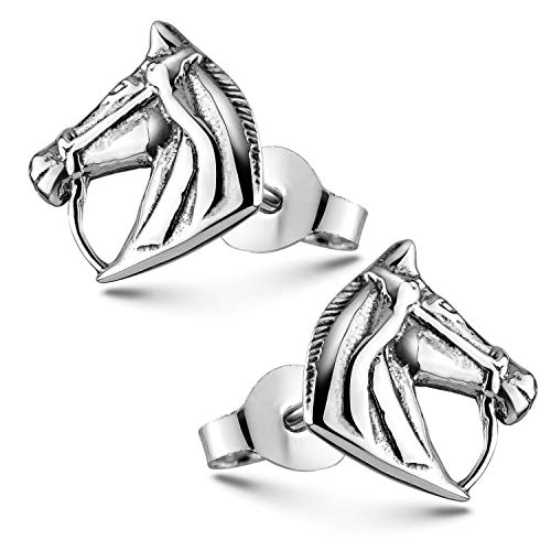 Materia SO-411 Boucles d'oreilles cheval en argent 925 antique pour femme 10 x 9 mm Cover