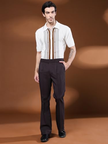Image of Gurkha Pants for Men | Trouser for Men | Formal Pant | Classic Button | Bell Button High Waist Pleated Casual Trousers | Flared Leg Pants for Office Smart Casual Travel Party