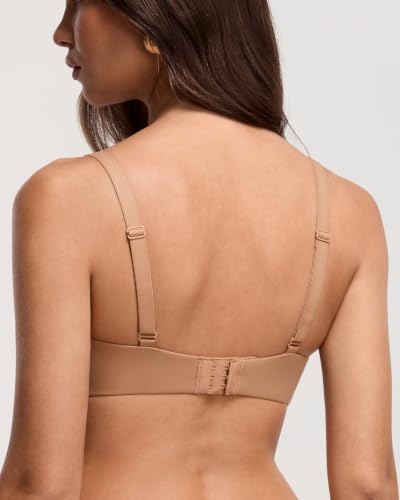 Image of DOBREVA Women's Unlined Balconette Bra Underwire Supportive Plus Size Smooth Scoop Neck