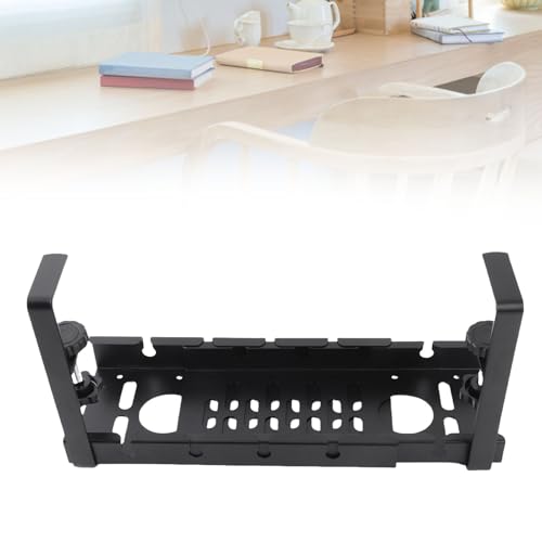 Bandeja para Gestión de Cables Debajo del Escritorio Chrees, Organizador Ajustable de Cables de Acero Carbono con Montaje de Abrazadera, Estante para Gestión de Cables para Oficina y Hogar, Negro miniatura 3