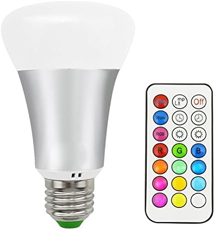 10W E27 Timing, Memory function RGBW LED Bulb, 12 Color Changing with IR Remote Control, for Home Decoration/Bar/Party/KTV Mood Ambiance Lighting (10W 1Pcs) ¡­