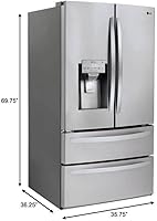 Vista 4 de LG LMXS28626S Refrigerador de puerta francesa de 4 puertas, 28 pies cúbicos, de acero inoxidable