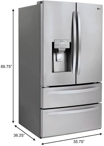 Miniatura 4 de LG LMXS28626S Refrigerador de puerta francesa de 4 puertas, 28 pies cúbicos, de acero inoxidable