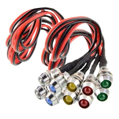 RBoand 10-Pack 8mm LED Indicator Light for Automotive Dashboard and Control Panel Use