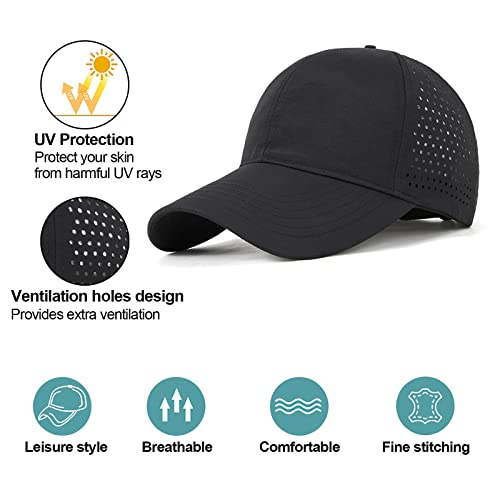Enwokran Men Quick Dry Sport Baseball Cap, Men's Athletic Fitted Cap Lightweight Mesh Adjustable Plain Hat Running Trucker Hat For Men Women (Black) #TOP1