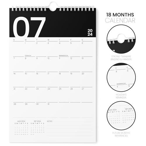 Karto Wall Calendar 2024-2025 - Vertical 11x17 inch Runs Until December 2025 - Boost Your Productivity and Easy Planning with the Aesthetic Monthly Calendar - Modern Black - Thumbnail 2