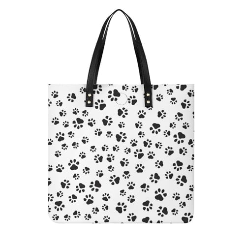 Grand cabas imprimé patte noire pour femme sac à main tote bag à bandoulière 39x39 cm