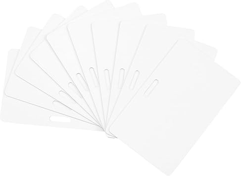 20 Pack Premium Blank PVC Cards with Slot Punch on Long Side - Horizontal Slot Punch Blank ID Cards- CAETOUNG CR80 30 Mil Graphic Quality White Plastic Cards for Photo ID Badge Printers