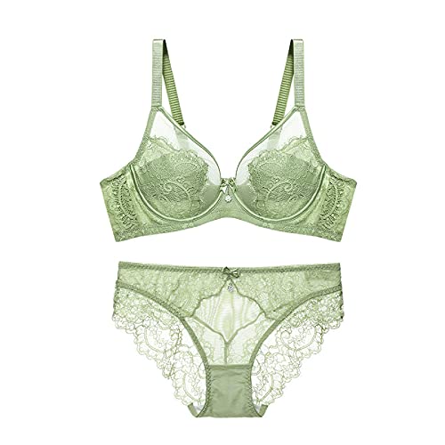 Lingerie sexy en dentelle florale, sous-vêtements transparents vert clair à armatures
