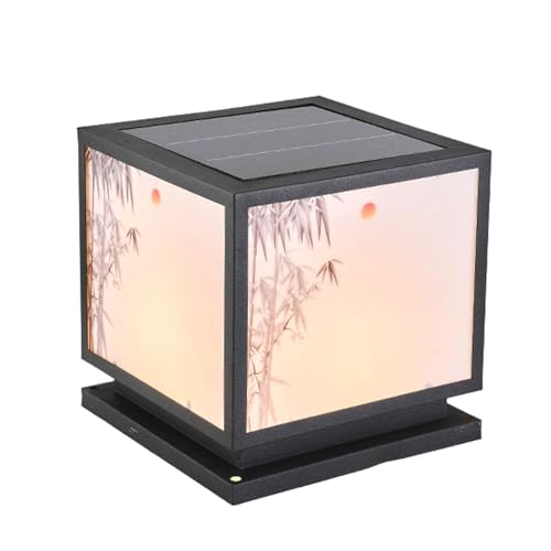 KCEYANB Lámparas solares de red cuadradas chinas de doble uso, LED, impermeables, modernas, para exteriores, vallas y barandillas de jardín