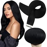 Full Shine Tape in Hair Extensions Human Hair, Jet Black 18 Inch 50G 20Pcs