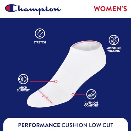 Image of Champion Women's Low Cut Athletic Socks-6-pack -With Moisture-wicking, Breathable Stretch (Size 6-12)