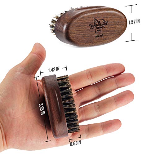 Bfwood Small Travel Beard Brush - Natural Boar Bristles With Black Walnut Wood #TOP1