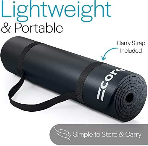 Core Balance Pilates Mat, Extra Thick Foam 10mm, Non Slip, Exercise Fitness Yoga, Compact Lightweight With Carry Strap, 180cm x 60cm x 1cm