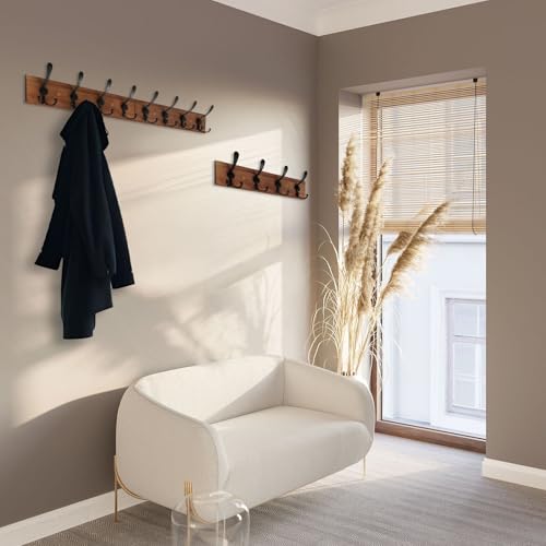 Homagic Wall Mount Coat Rack 47.3'' Burnt Brown Hanger - Rustic Towel Rack for Bathroom, Living Room - Hooks for Coats, Hats, Clothes by Homagic - Image 3