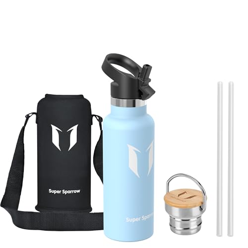 Super Sparrow Botella Agua Acero Inoxidable - Botella Agua Niños - 500ml - Botella Termica Boca Estándar - Sin BPA, para Niños & Adultos, Deporte, Oficina, Yoga, Ciclismo