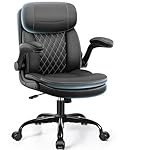Leather Office Chair, Upgraded PU Computer Desk Chairs with Double-Layer Seat Cushion and Neckrest, 360°Swivel, Ergonomic Small Gaming Chair with Wheels and Adjustable Armrests for Short People, Black