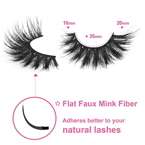 Lashes Flat Faux Mink Eyelashes Fluffy 20Mm Long False Eyelashes Dramatic Cat Eye Eyelashes Wispy 3D Crossed Thick Fox Eyelashes Extensions Strip Lashes Pack By Kiromiro #TOP3