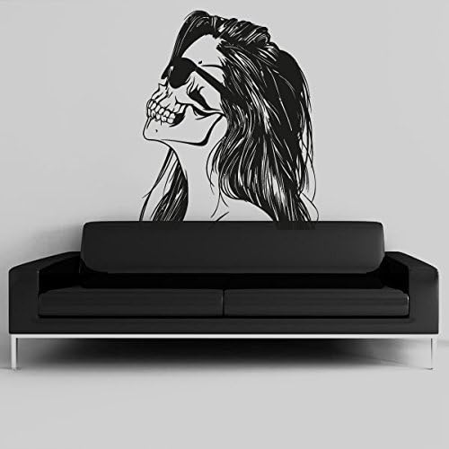 Wall Decal Vinyl Sticker Decals Art Decor Design Sugar Skull Tattoo Girl Face Makeup Hair Sunglasses Salon Studio Bedroom Gift Dorm (r1056)