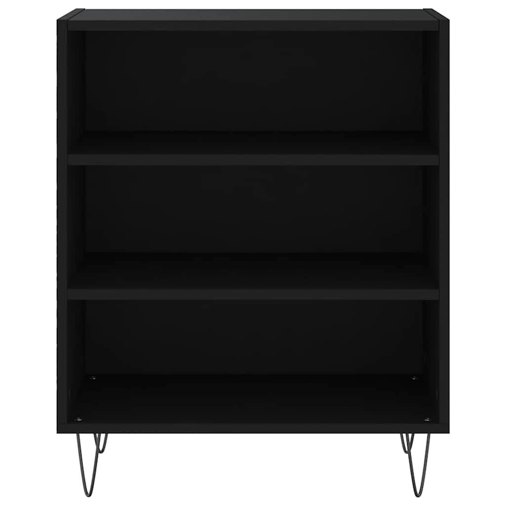 Sideboard Schwarz 57x35x70 cm Holzwerkstoff mit Eisenbeinen Viel Stauraum für Wohnzimmer Esszimmer Flur Büro und Küche, platzsparend, Moderne Konsole und Anrichte, langlebig