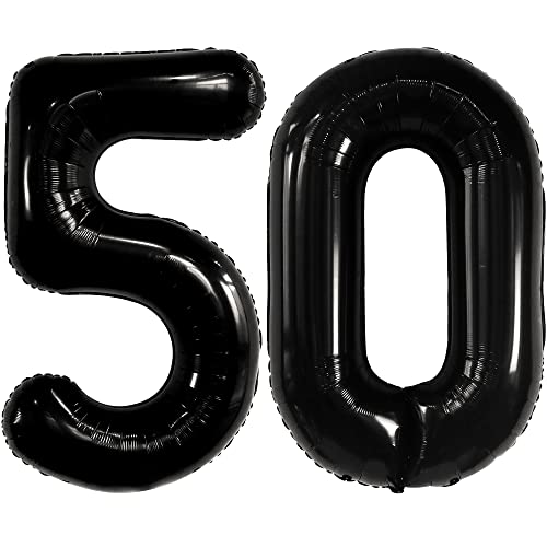 KatchOn Black 50 Balloon Number - 40 Inch | Over The Hill 50th Birthday