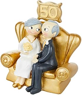 Mopec Pop & Fun figurka na tort weselny, złoty, 50. rocznica, 16 x 16,5 cm, ciemne złoto