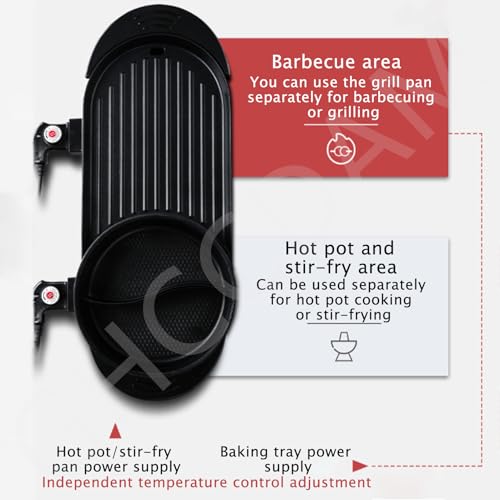 Portable Hot Pot Grill and BBQ Table, 2-in-1 Multifunction Nonstick Cooker with Dual Temperature Control, Fast Heating, Smokeless for Indoor Use - Image 4