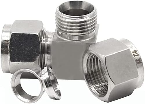 Yoebor HU-XI-201 Metalwork 304 Stainless Steel Compression Tube Fitting 1/4 Inch Od Union & 90 Degree Elbow & Tee Assortment Kit thumb #6