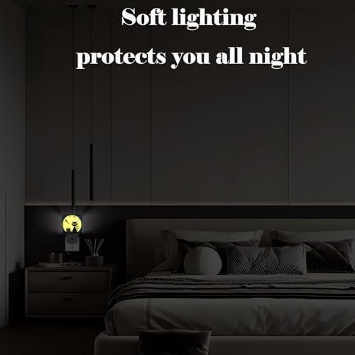 Image of Happy Halloween Cat Night Light,Plug Into Wall with Dusk to Dawn Light Sensors, Warm Nightlights for Bedroom, Bathroom, Hallway, Kitchen, Gifts Ideal for Boys Girls Women Men