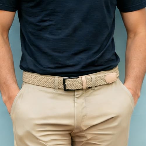 Image of BELTROAD Elastic Braided Belt Mens Golf Belts No-Hole Design Lightweight Breathable Woven Stretch Belt for Golf Casual