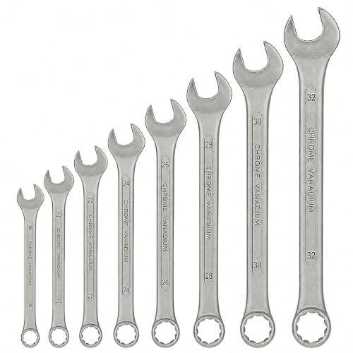 Image of RRB Combination Wrench Spanner Set, Wrench Set, Professional Corrosion Resistant Chrome Vanadium Steel Spanner, Tools for Car & Bike Repair Open End & Ring Spanner Set of 8 Piece 18mm - 32mm