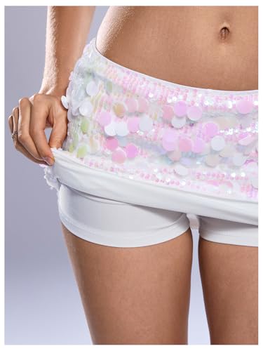 Image of Floerns Women's Sequin Low Waist Mini Skorts Night Out Skirt Shorts