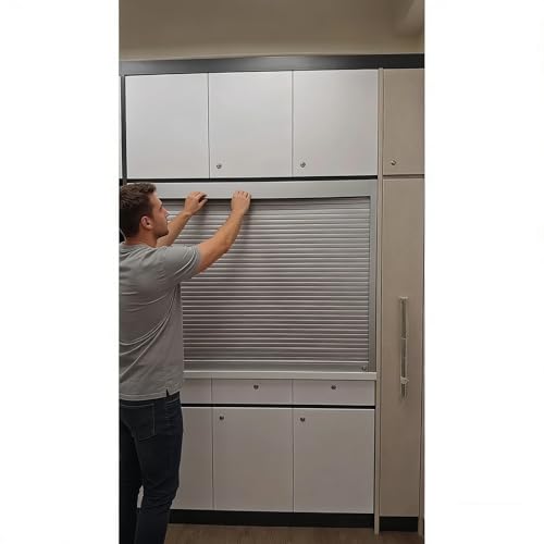 40 50 60 70 80 90 100cm Tambour Door for Kitchen Cabinet, Plastic Folding Roller Sliding Doors for Closet Cupboard Wardrobe RV(40x65cm (15.7x25.6'))