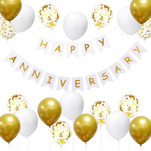Image of Happy Anniversary Banner Valentines Day Wedding Party Decorations Love Party and Background Indoor Outdoor Decorations (Banner Balloon)