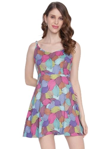 Image of IQRAAR Womens Rayon Printed Fit & Flared Dress