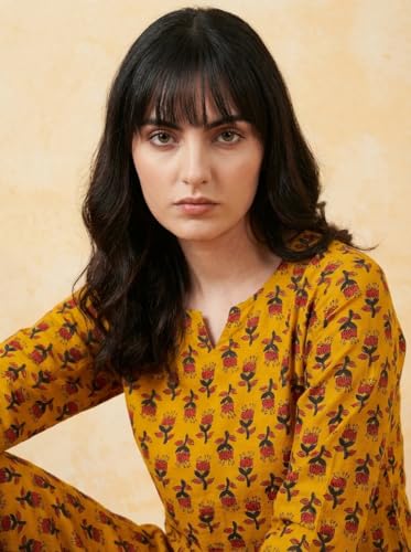 Image of Bee M Pee Designer Trendy Floral Printed Cotton Kurta Coord Sets for Women | Stylish Casual Tunic Kurti Set with Pant for Woman for Office