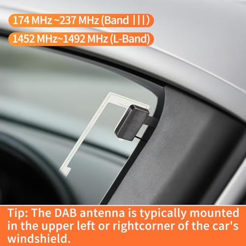 DAB Car Aerial Digital Radio DAB+ Aerial Antenna Replacement SMB Plug Adapter Connector 3 Meters Glass Mount Digital Radio Active Antenna RG174 Cable for AM FM Clarion Pioneer JVC Tuner Kenwood Alpine - Image 3