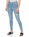 Slim-Fit Jeans mit sehr hohem Taillensitzt, klassischer 5-Pocket Style, Used/Distressed Details, Stretch-Denim