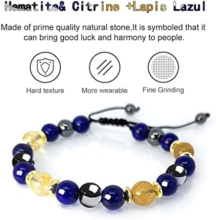 Hion Triple Protection Bracelet- Lapis Lazuli Hematite Bracelet Set for Men Women