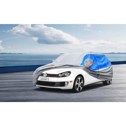 Image of Hatchback Car Cover Waterproof All Weather for Automobiles, Universal Fit Ford Focus, VW Golf, Honda Fit, Chevy Spark, Hyundai Veloster, Mini Clubman /Hardtop etc (for Hatchback 178x72x59 in)