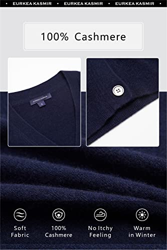 Image of EURKEA Women's V Neck 100% Cashmere Cardigan Sweater, Pullover Winter Top for Women, Gifts Ready