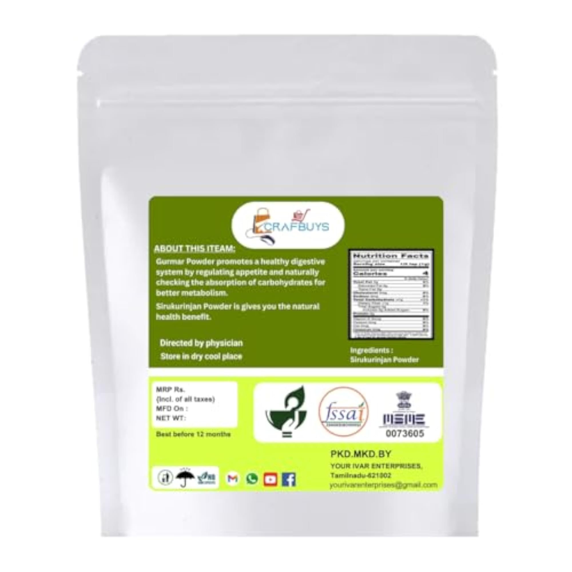 Crafbuys Herbal Sirukurinjan Powder 100g