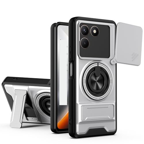 Rfvzubemok OnePlus 15R / Ace 6 / Ace 6T �Ή� ���C�J�[�}�E���g�J���� �X���C�h�E�B���h�E �ϏՌ��P�[�X [PC+TPU] �����O�X�^���h�ی�P�[�X �z���C�g