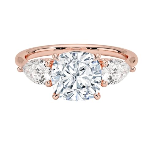 2 CT Cushion Cut Lab Grown Diamond Luxe Three Stone Engagement Ring