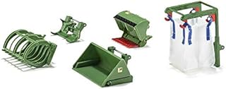 siku 3658, 5-Piece Front-Loader Accessory Set, 1:32, Green, Suitable for all siku tractors with front loader at 1:32 scale